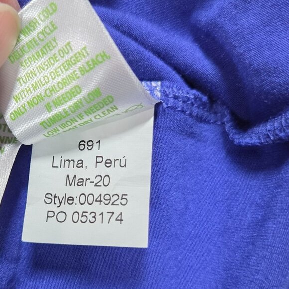 Lilly Pulitzer Top Womens Medium Blue Finn V Neck Shade Seekers Preppy Beachy - Picture 5 of 8